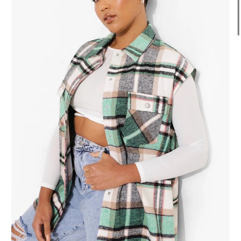 Plus Size Plaid Vest Jacket New With Tags
